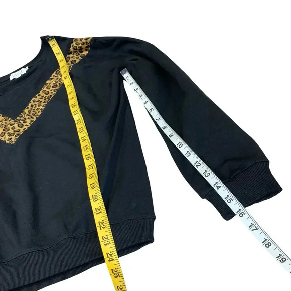 Molly Bracken Cotton Blend Sweater Velvet Animal Print Pullover Size M Black - Picture 13 of 14
